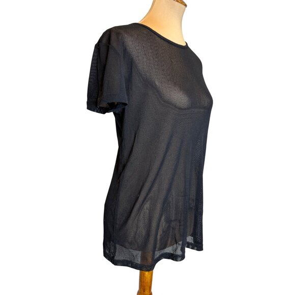 TRIPP NYC Sheer Black Mesh Short Sleeve Top M - Picture 2 of 6